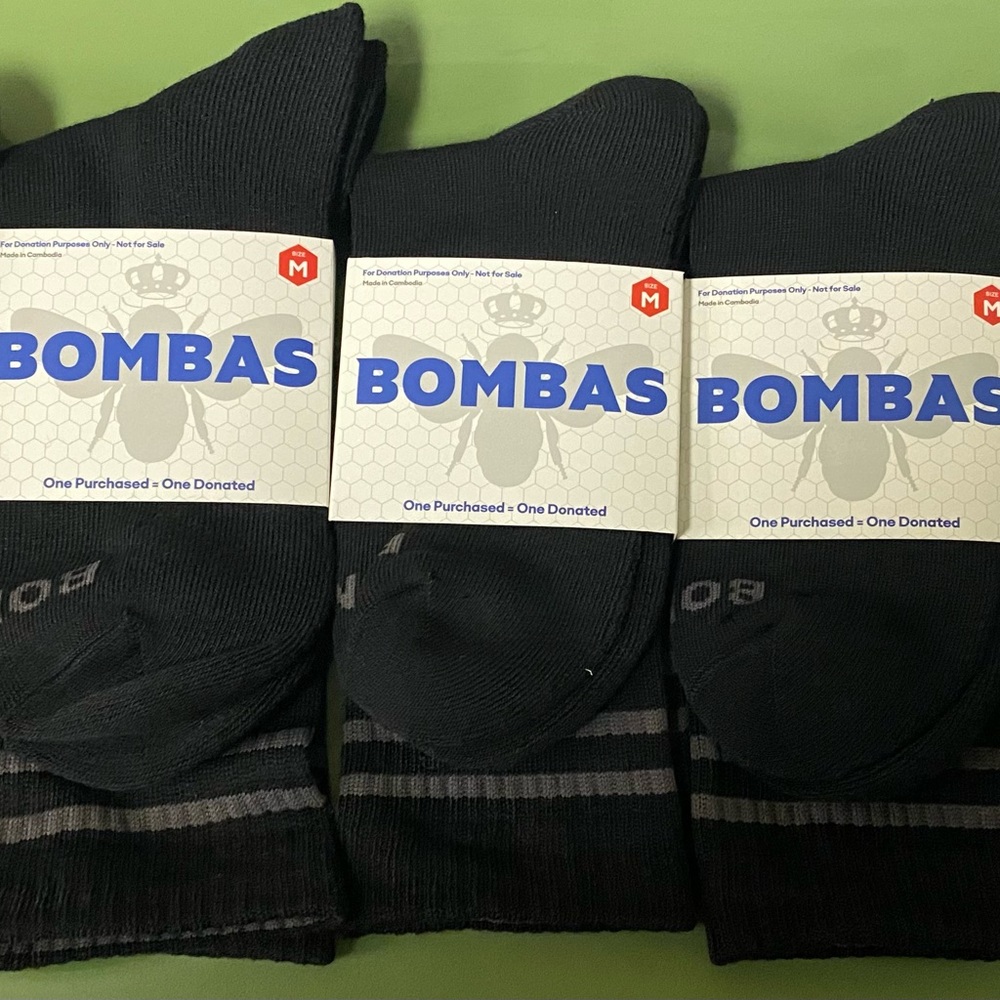 Bombas Black Athletic Socks Crew Length